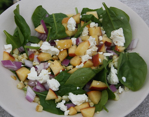 Summer Salad With Mint Peach Dressing - vegetarian version