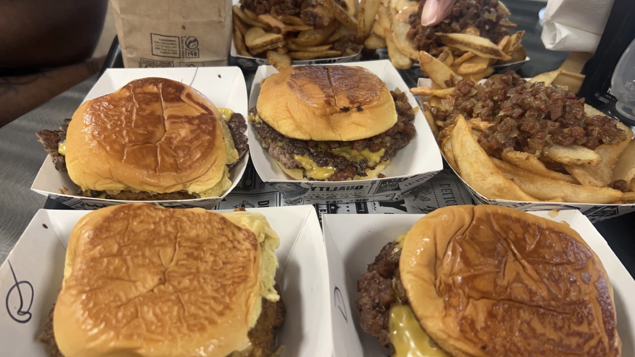 The Quarry Grill smash burger and fries